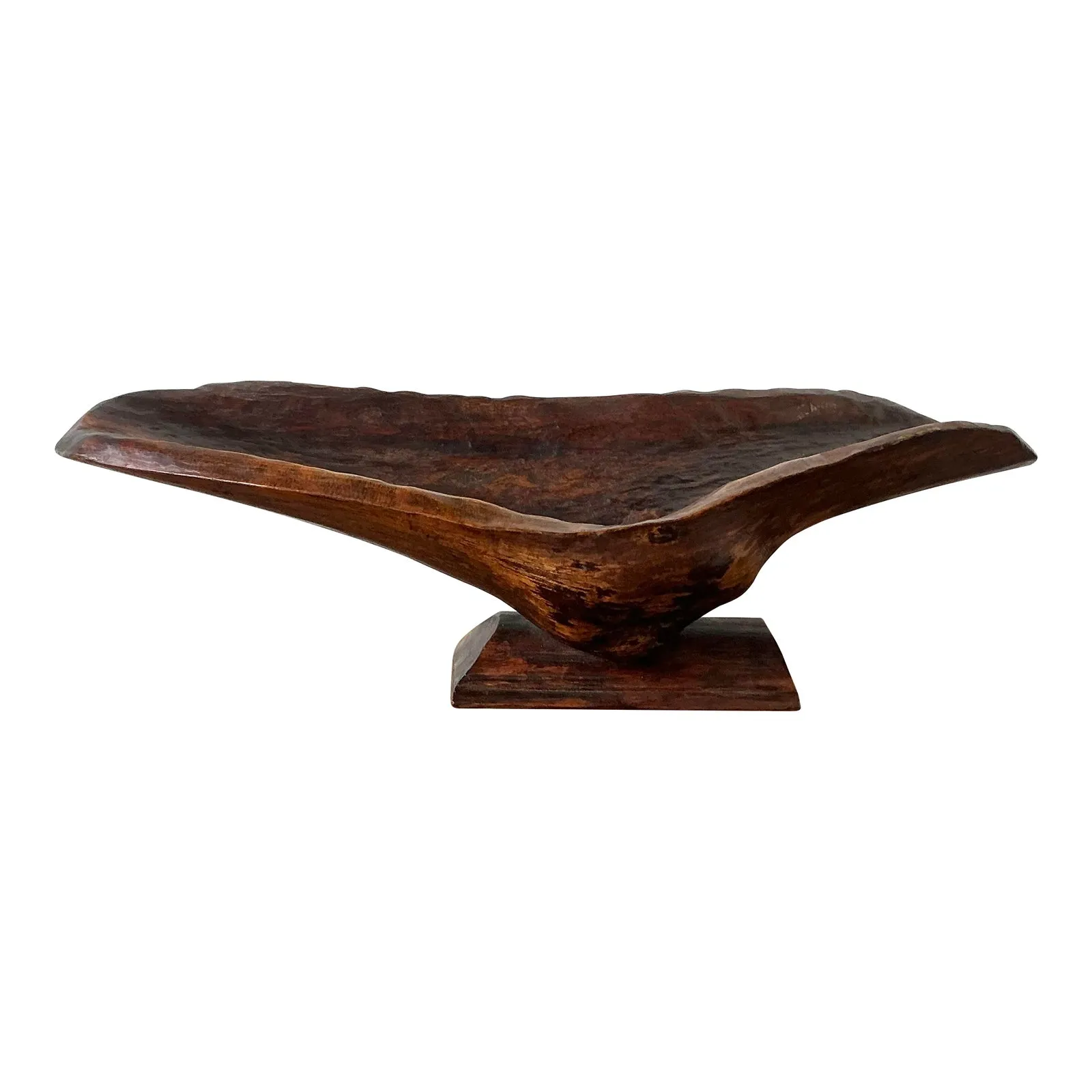 Vintage Boho Carved Biomorphic Wood Bowl — additional photo 1