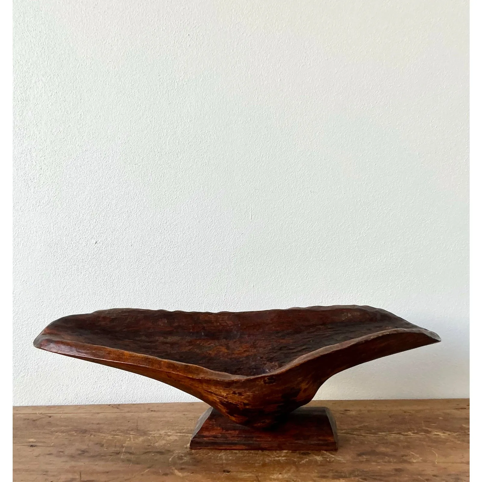 Vintage Boho Carved Biomorphic Wood Bowl — additional photo 5