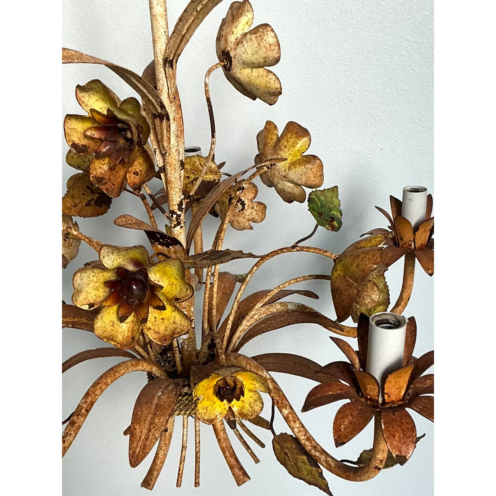 Vintage Boho Patinated Tole Chandelier — additional photo 2