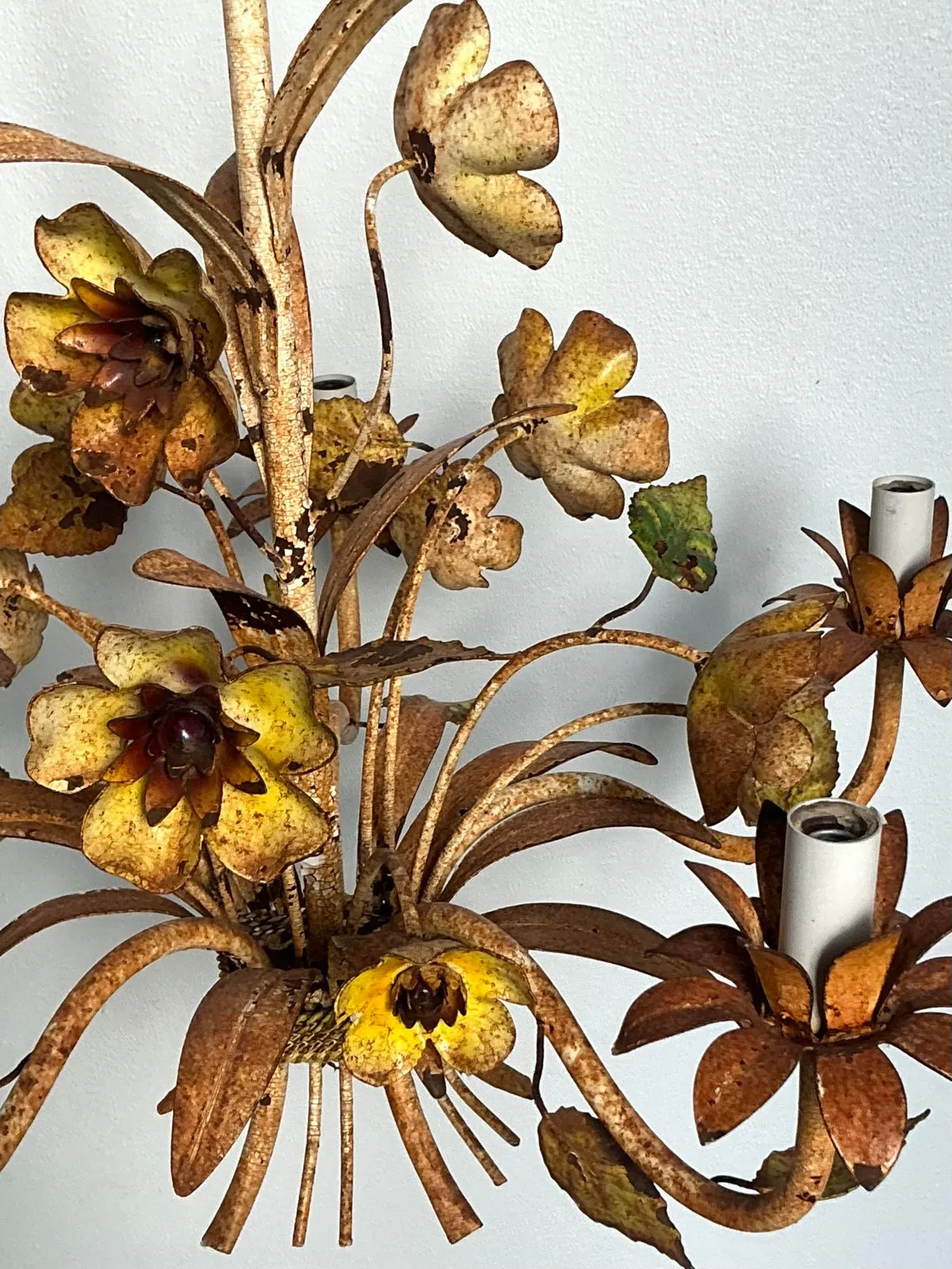 Vintage Boho Patinated Tole Chandelier — additional photo 2