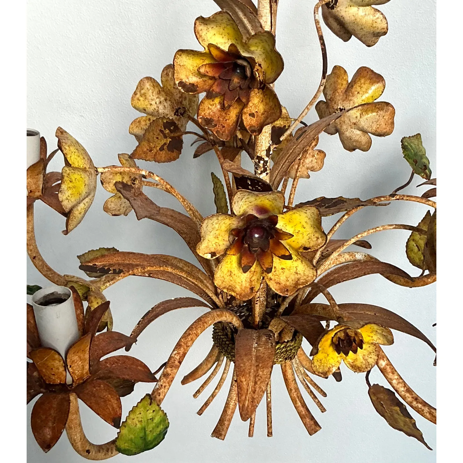 Vintage Boho Patinated Tole Chandelier — additional photo 3