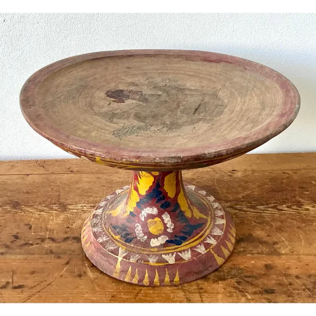 Vintage Boho Bali Dulang Painted Wooden Offering Tray — additional photo 5