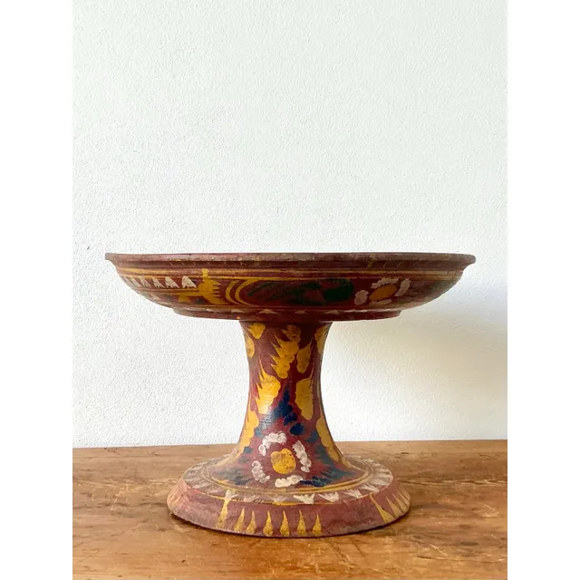 Vintage Boho Bali Dulang Painted Wooden Offering Tray — additional photo 6