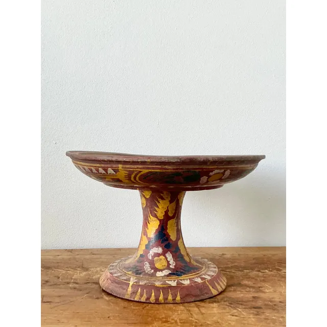 Vintage Boho Bali Dulang Painted Wooden Offering Tray — additional photo 8