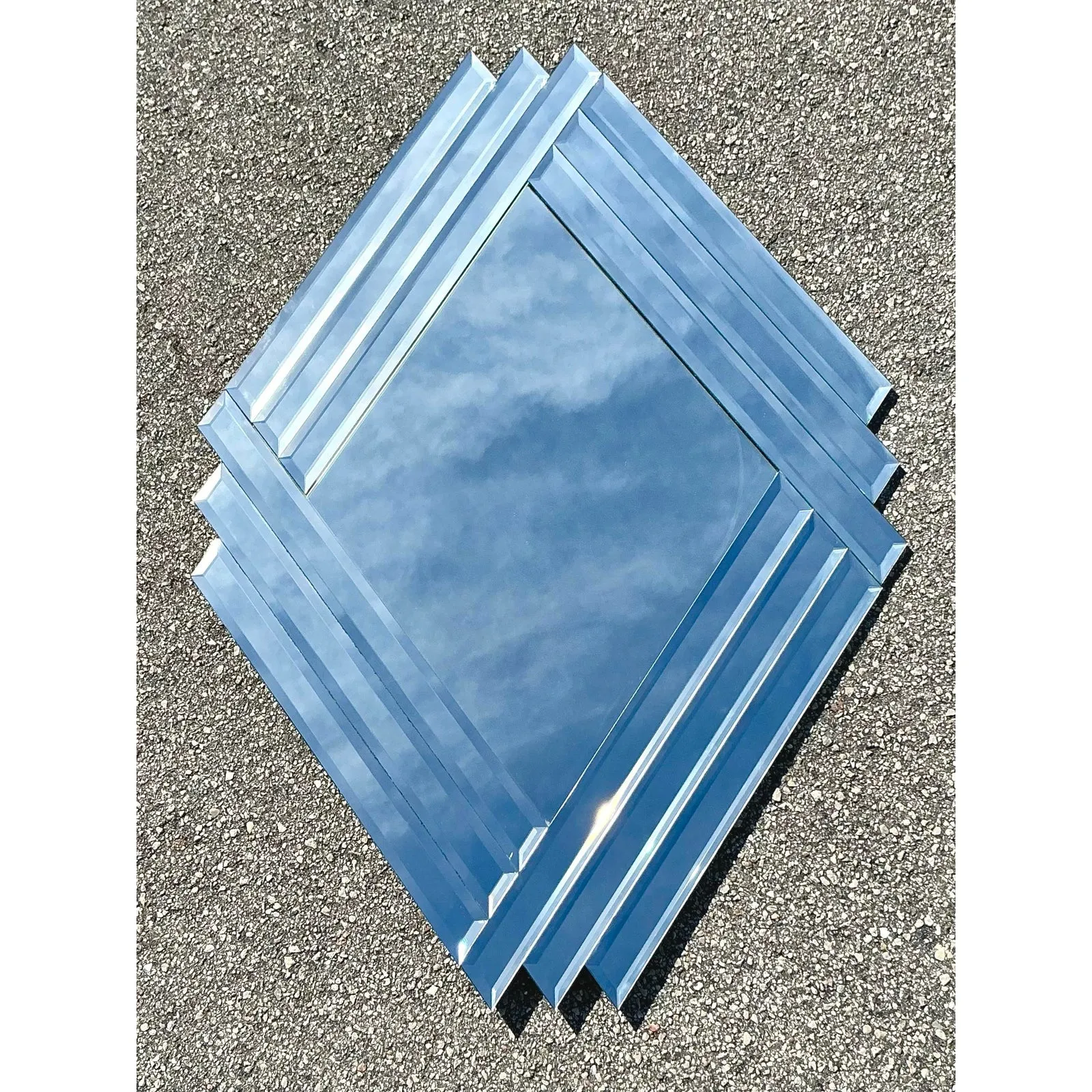 Vintage Boho 1980s Beveled Triangle Mirror — additional photo 1