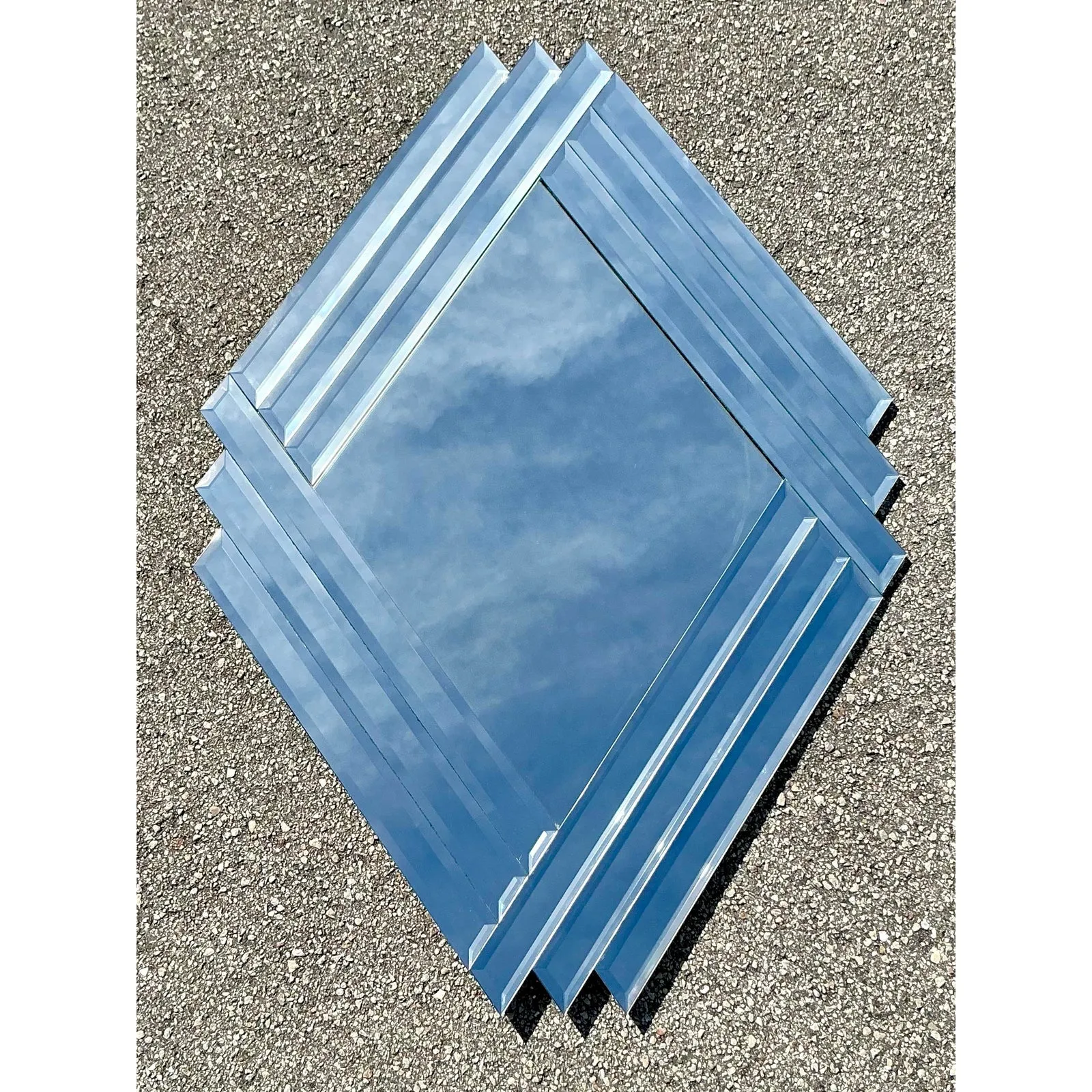 Vintage Boho 1980s Beveled Triangle Mirror — additional photo 2
