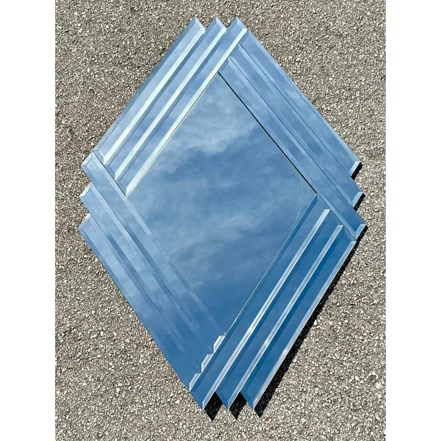 Vintage Boho 1980s Beveled Triangle Mirror — additional photo 2