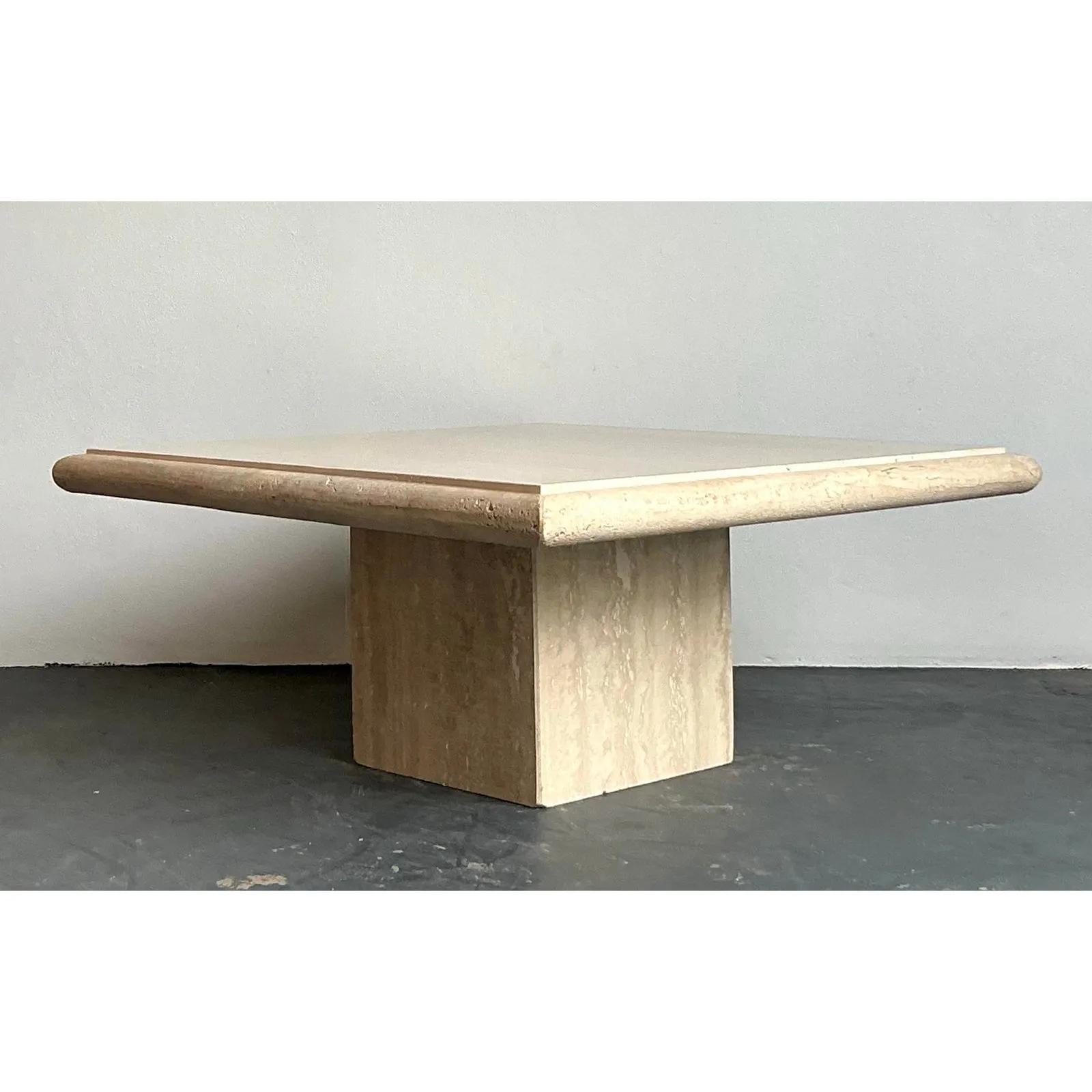 Vintage Boho Italian Stone International Travertine Coffee Table — additional photo 3