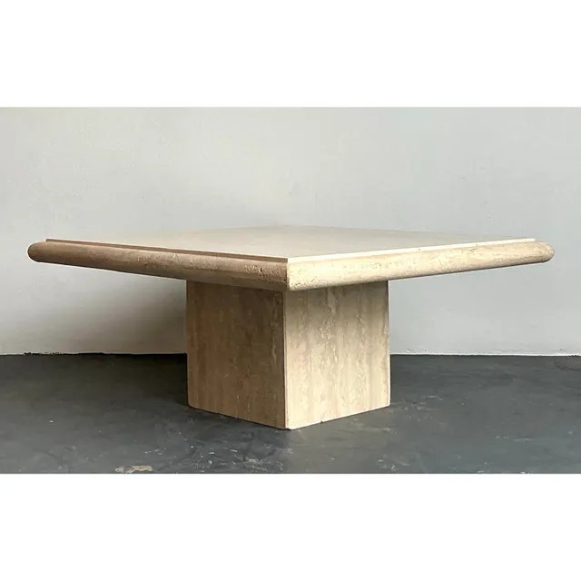 Vintage Boho Italian Stone International Travertine Coffee Table — additional photo 3