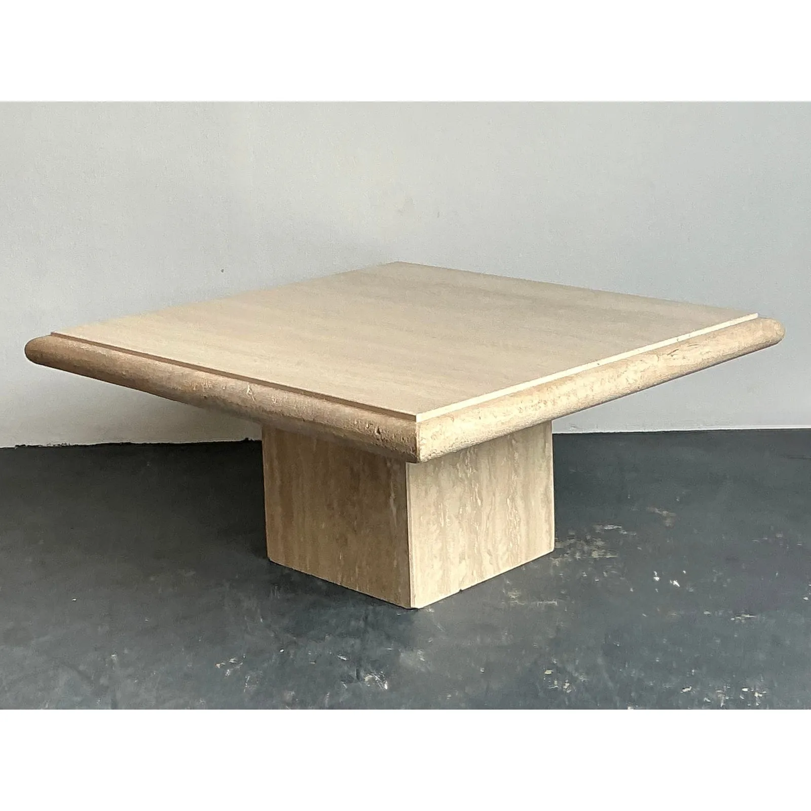 Vintage Boho Italian Stone International Travertine Coffee Table — additional photo 4