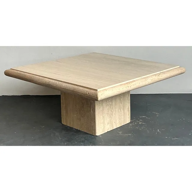 Vintage Boho Italian Stone International Travertine Coffee Table — additional photo 5