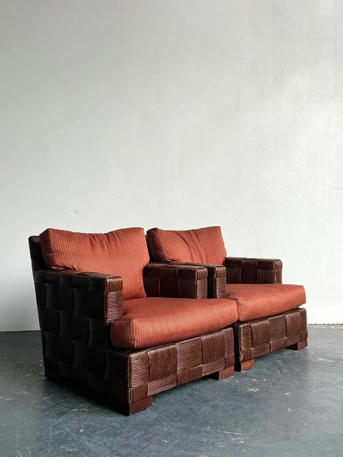 Vintage Donghia “Block Island” Woven Rattan Lounge Chairs - A Pair — additional photo 1