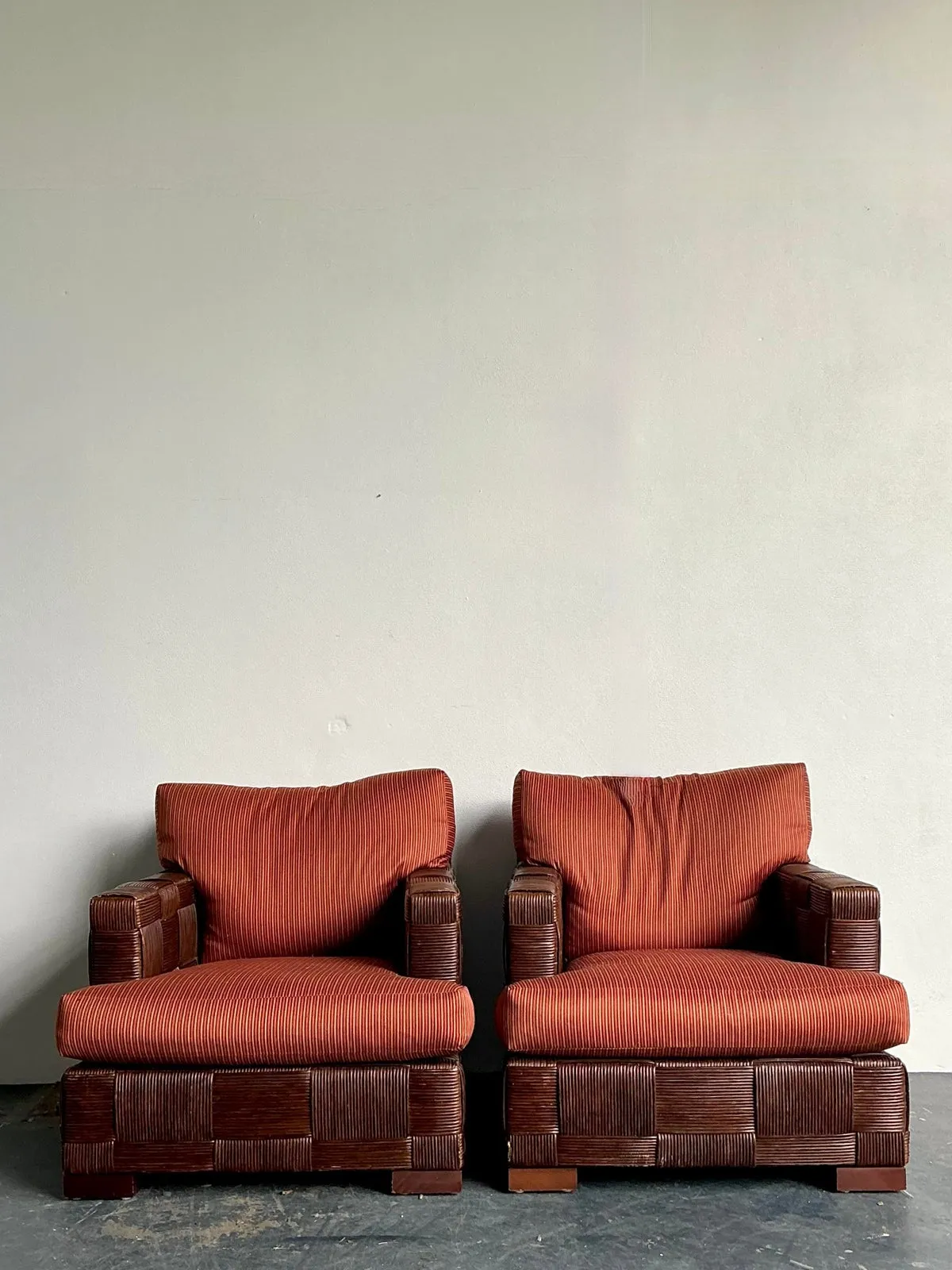 Vintage Donghia “Block Island” Woven Rattan Lounge Chairs - A Pair — additional photo 4