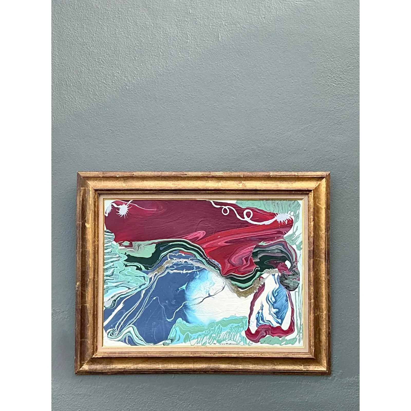 Vintage Boho Original Abstract Oil on Canvas - Canvas, 40W x 32H — additional photo 4