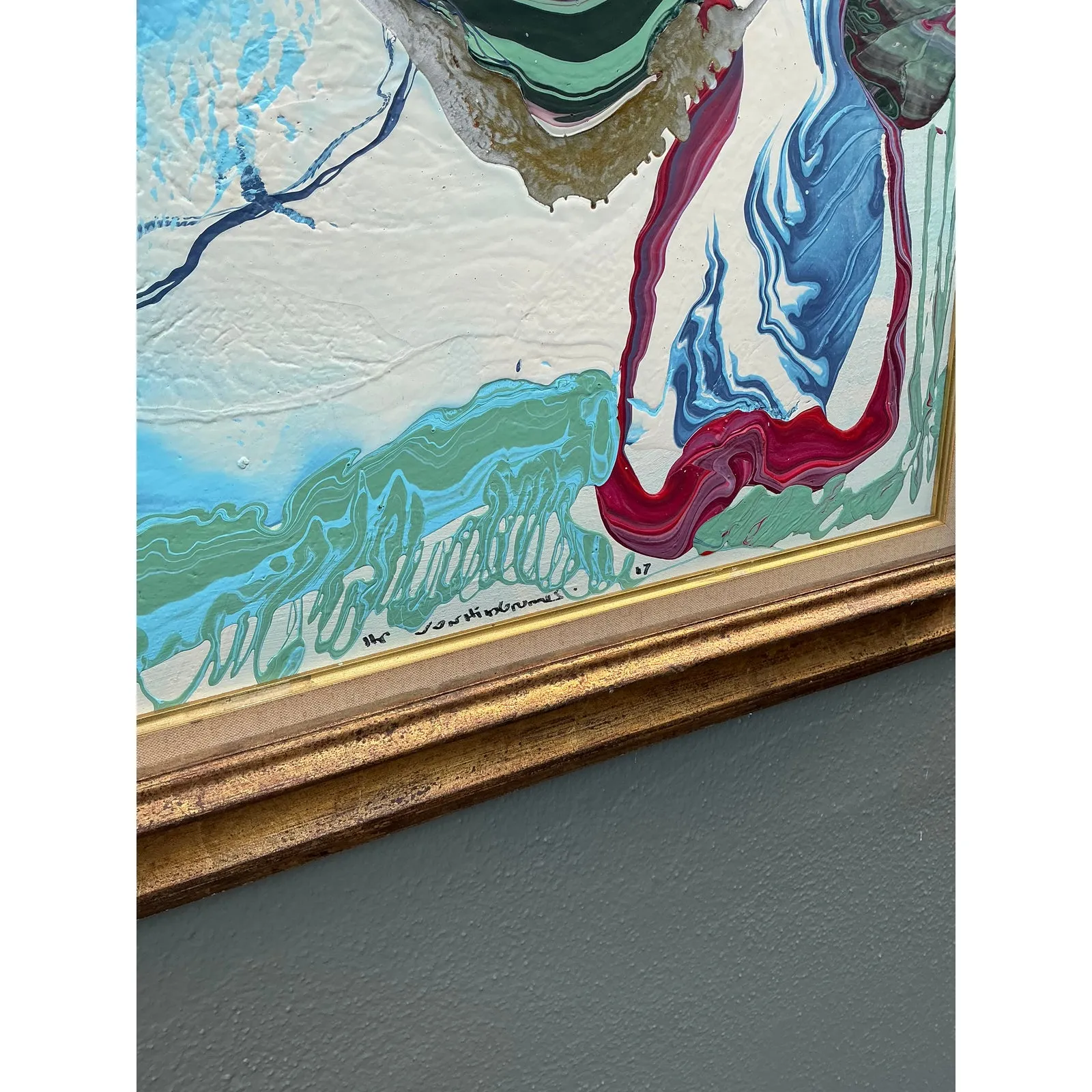 Vintage Boho Original Abstract Oil on Canvas - Canvas, 40W x 32H — additional photo 5