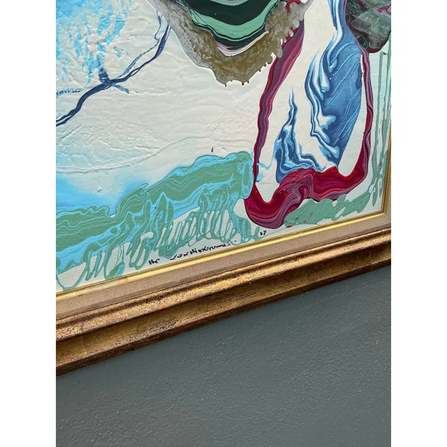 Vintage Boho Original Abstract Oil on Canvas - Canvas, 40W x 32H — additional photo 5