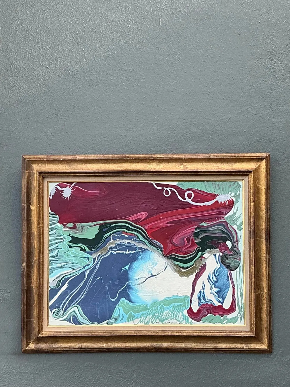 Vintage Boho Original Abstract Oil on Canvas - Canvas, 40W x 32H — additional photo 1