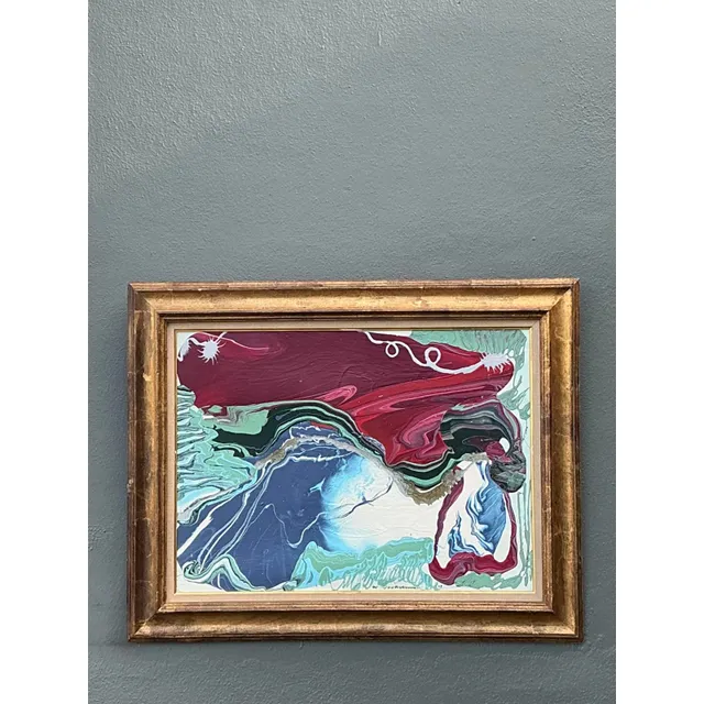 Vintage Boho Original Abstract Oil on Canvas - Canvas, 40W x 32H — additional photo 2