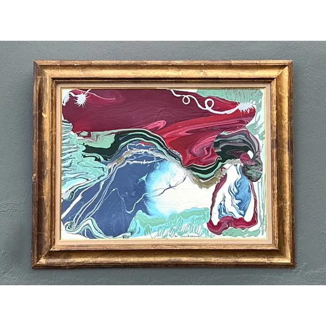 Vintage Boho Original Abstract Oil on Canvas - Canvas, 40W x 32H — additional photo 1