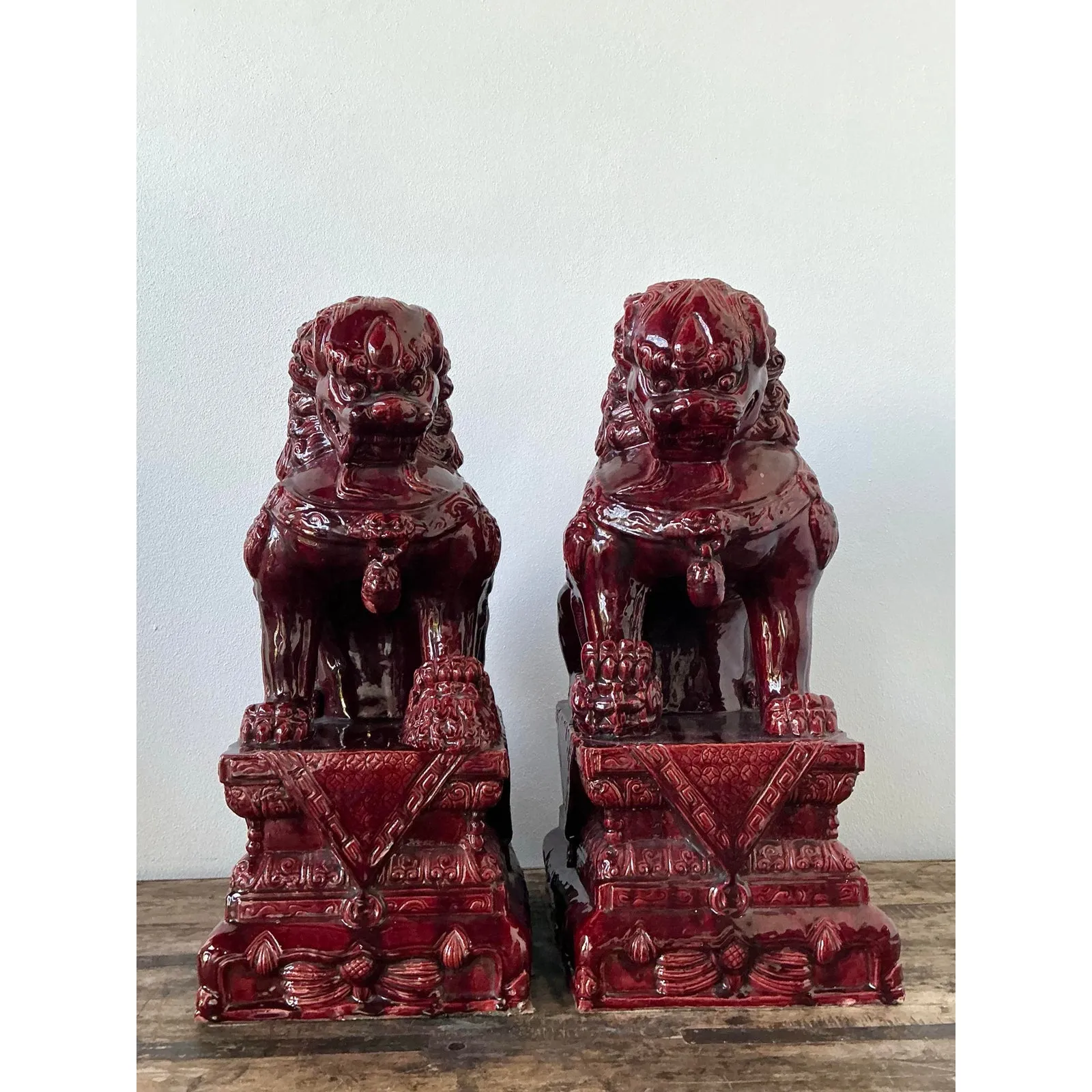 Vintage Asian “Sang De Bouf” Foo Lions - A Pair — additional photo 2