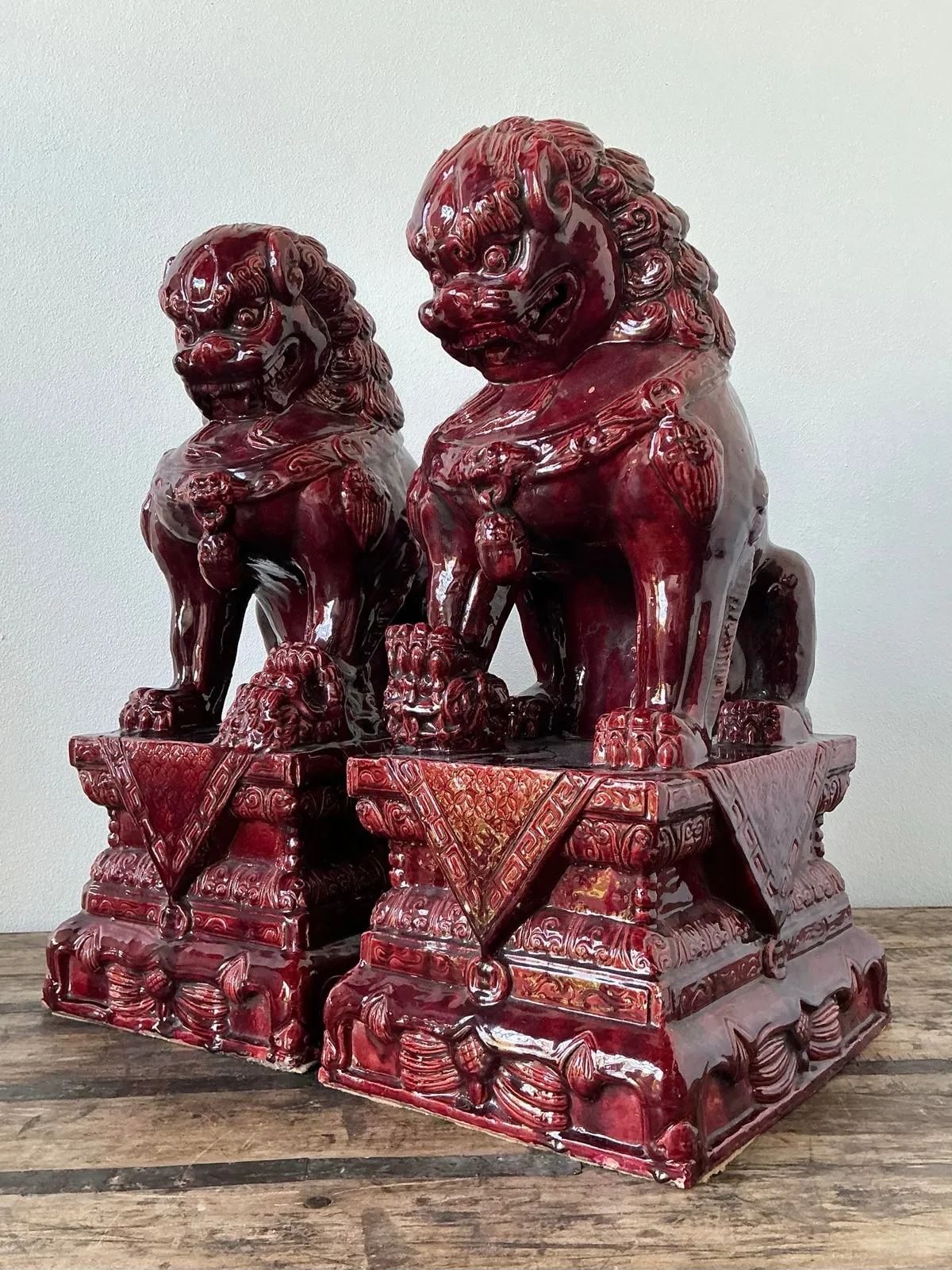 Vintage Asian “Sang De Bouf” Foo Lions - A Pair