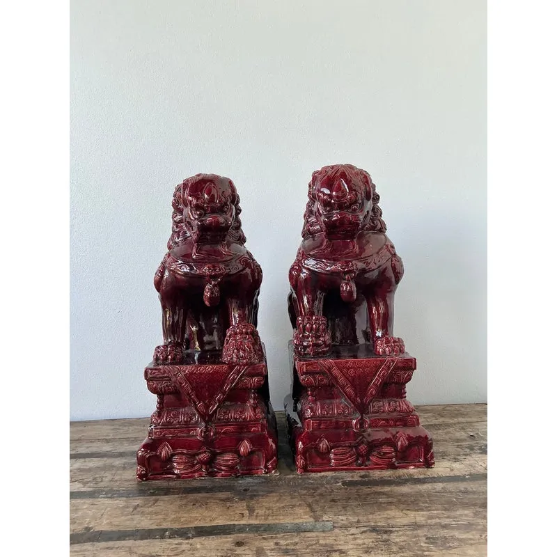 Vintage Asian “Sang De Bouf” Foo Lions - A Pair — additional photo 3