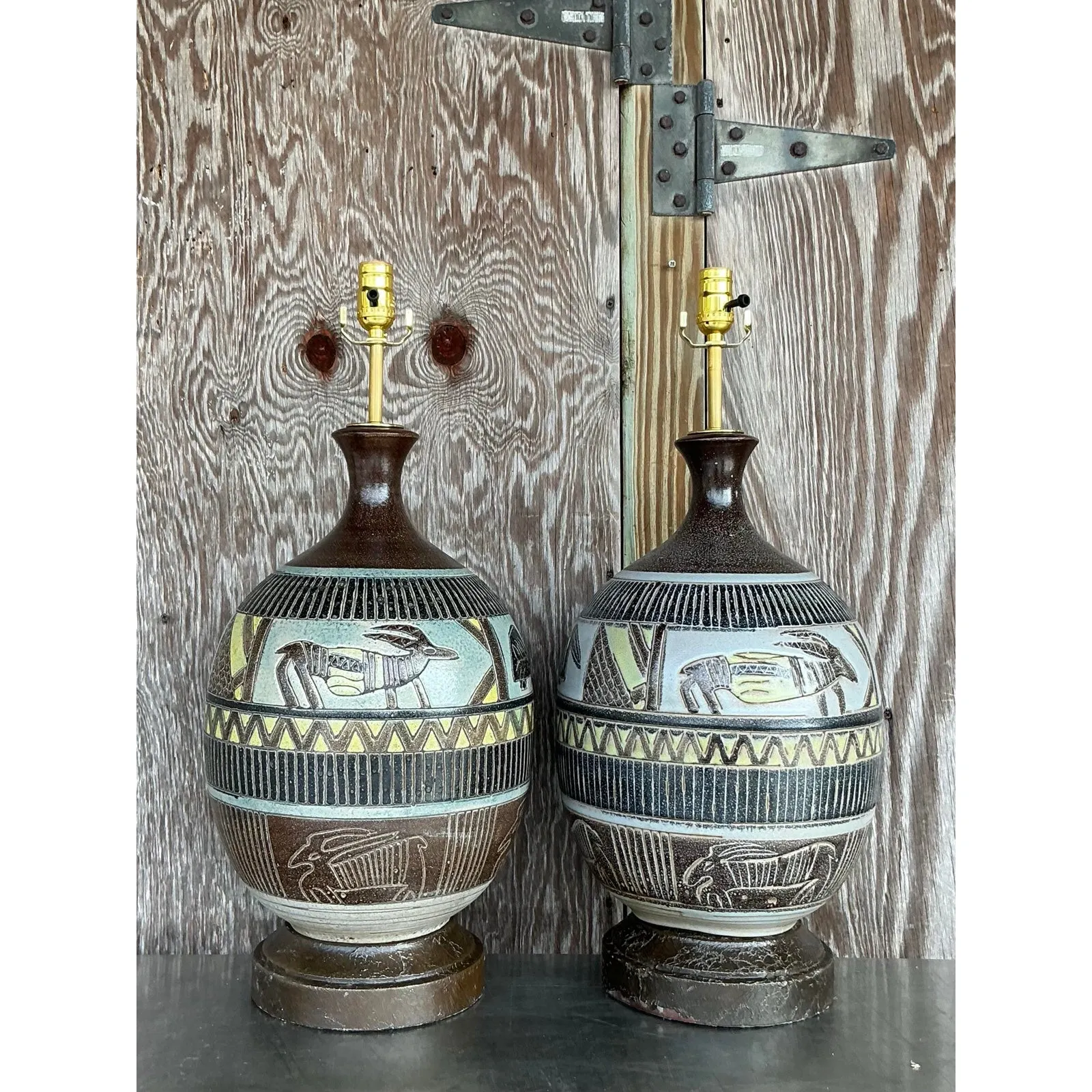 Vintage Boho Tribal Lamps - A Pair — additional photo 3