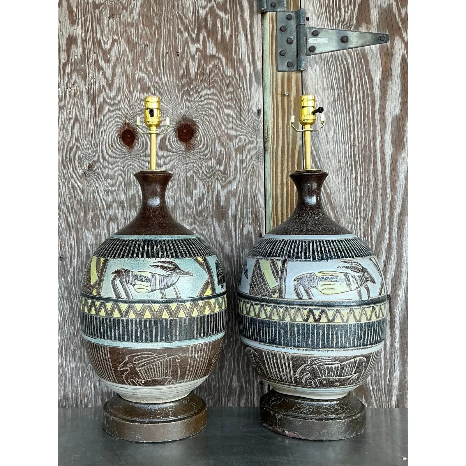 Vintage Boho Tribal Lamps - A Pair — additional photo 1