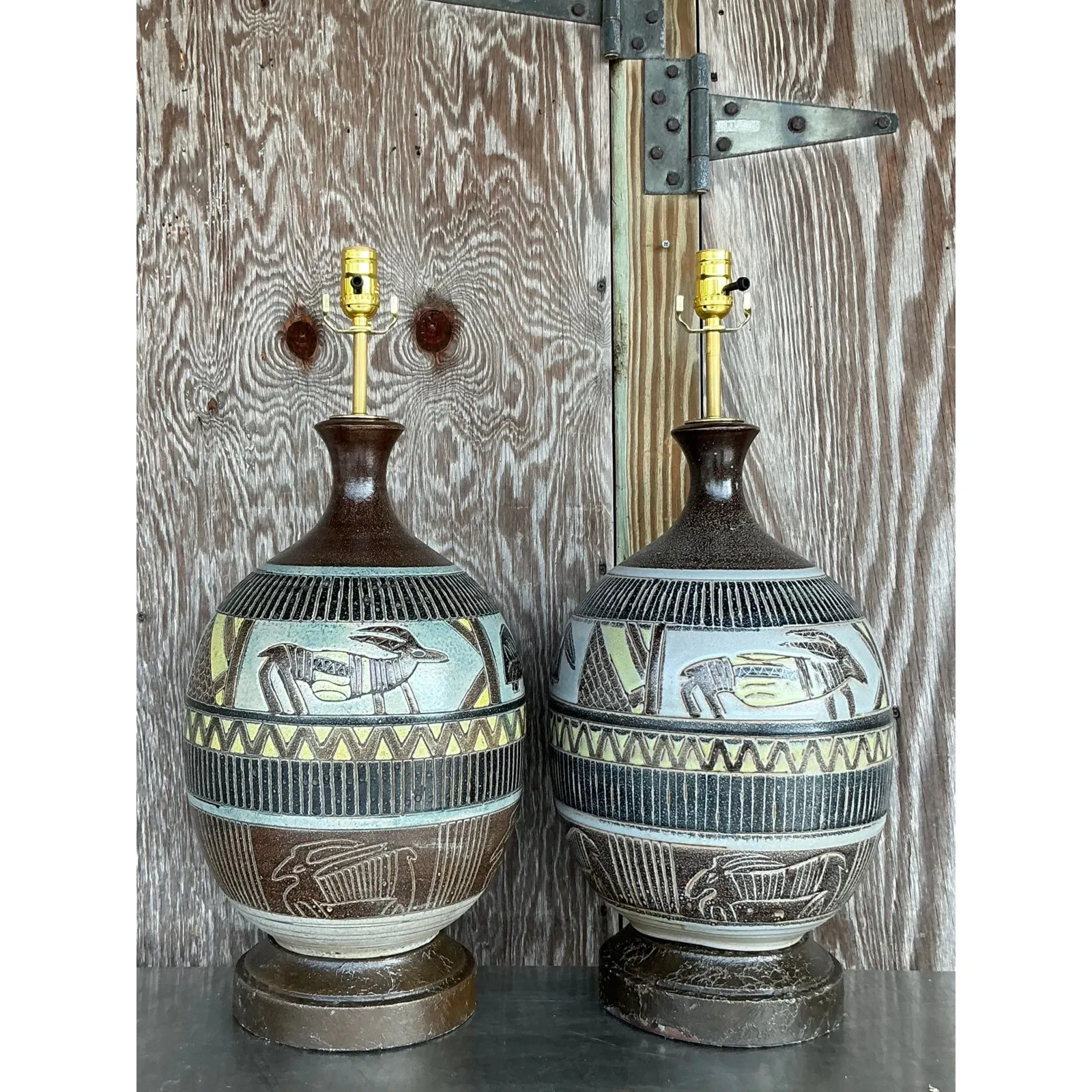 Vintage Boho Tribal Lamps - A Pair — additional photo 2