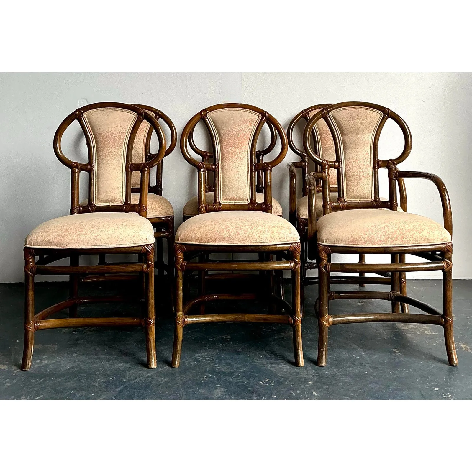 Vintage Boho Henry Olko for Willow and Reed Bent Rattan Dining Chairs - Set of 6