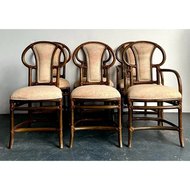 Vintage Boho Henry Olko for Willow and Reed Bent Rattan Dining Chairs - Set of 6 — additional photo 1