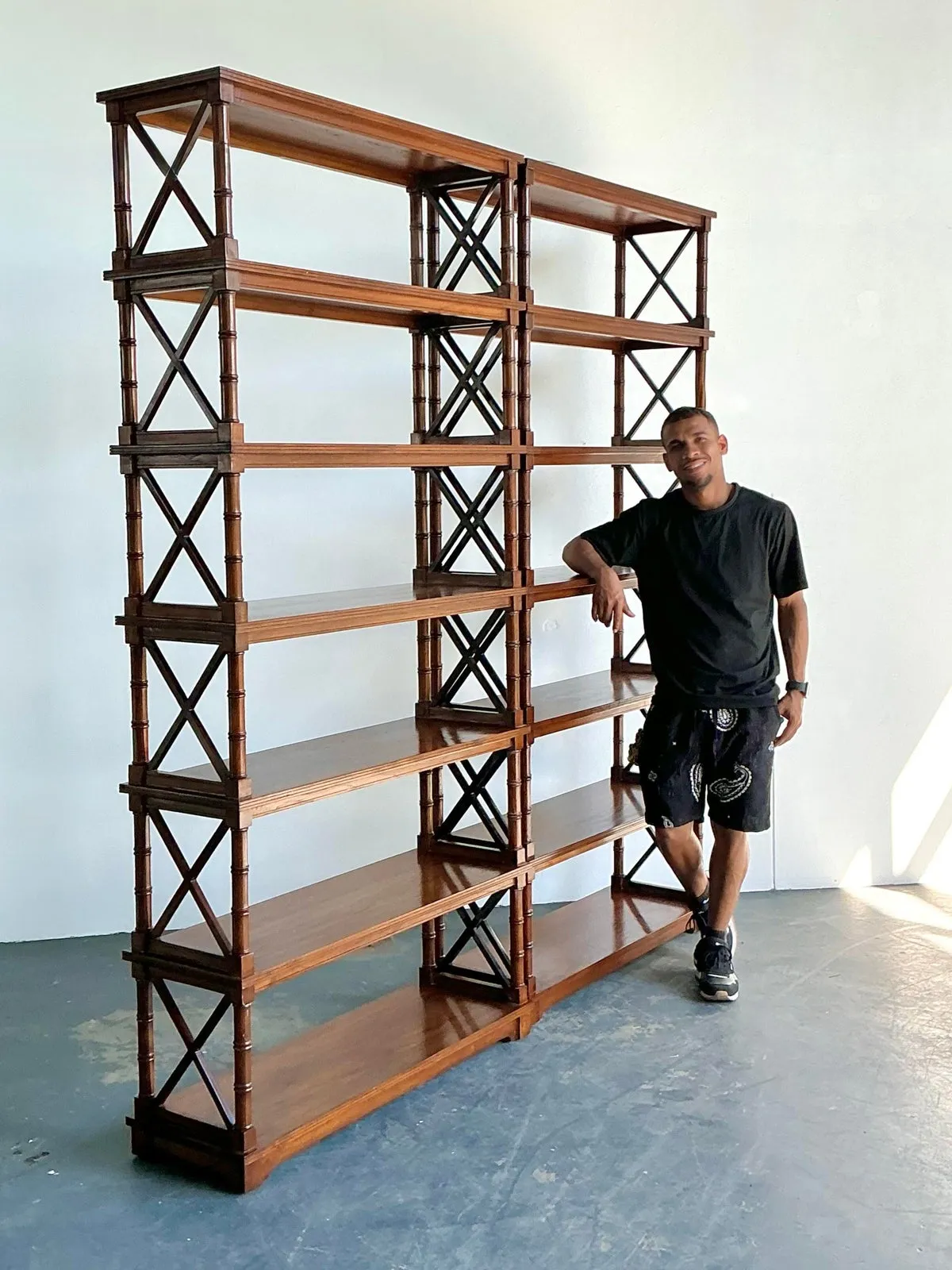 Vintage Cross Bar Campaign Etagere - A Pair — additional photo 2