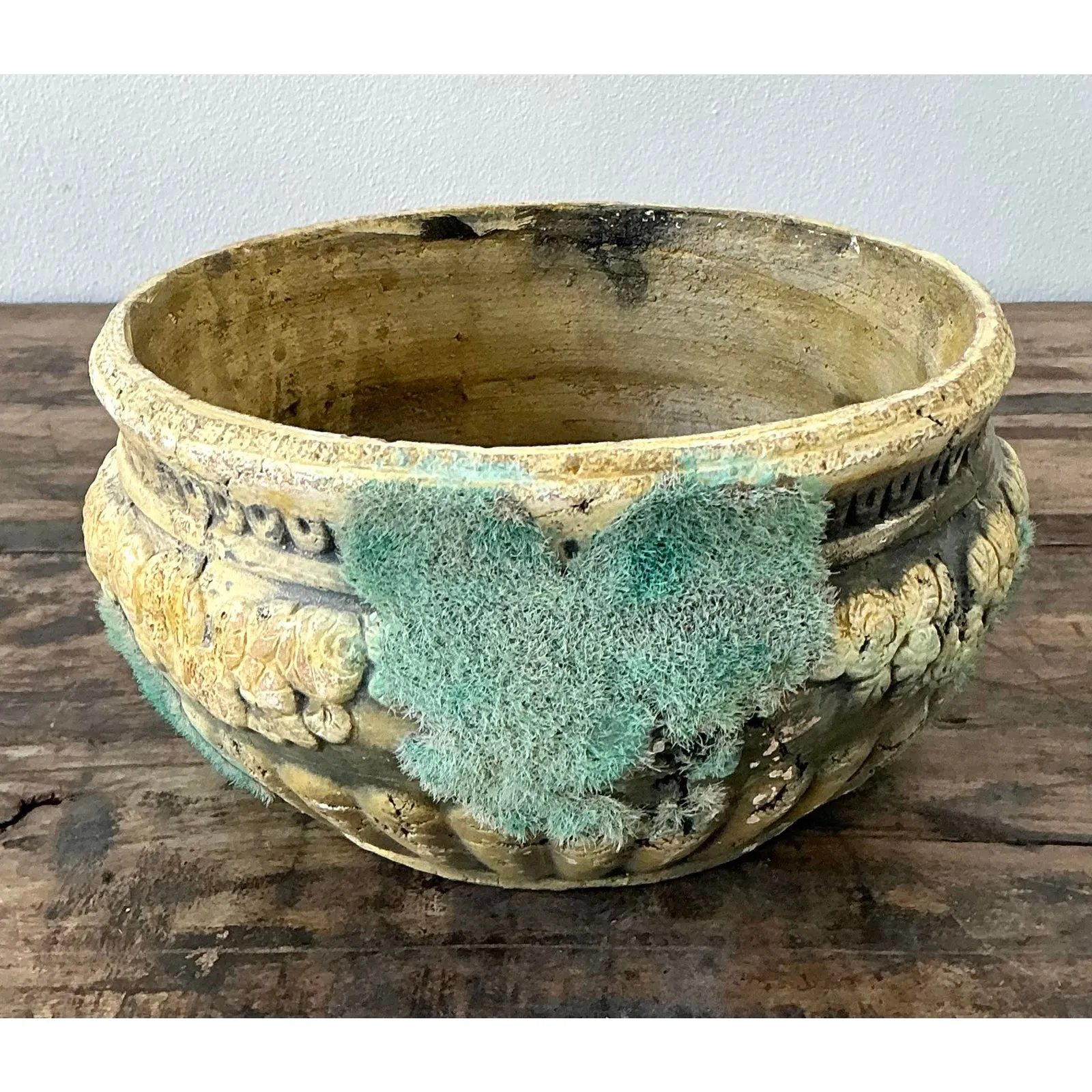 Vintage Patinated Moss Roses Planter — additional photo 2