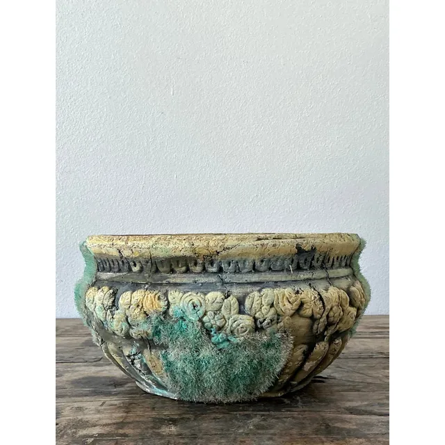 Vintage Patinated Moss Roses Planter — additional photo 1