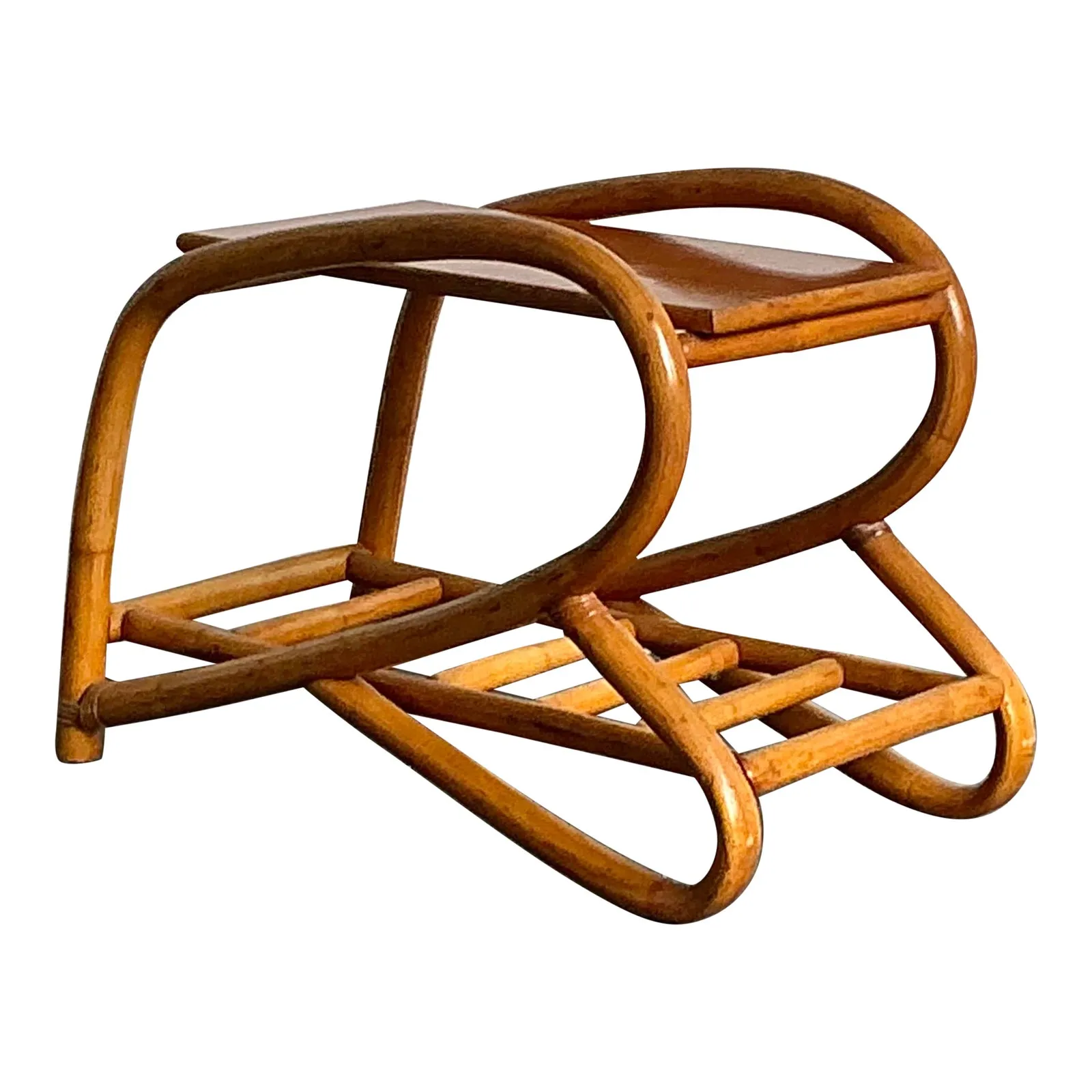 Vintage 1950s Bent Rattan Side Table — additional photo 8