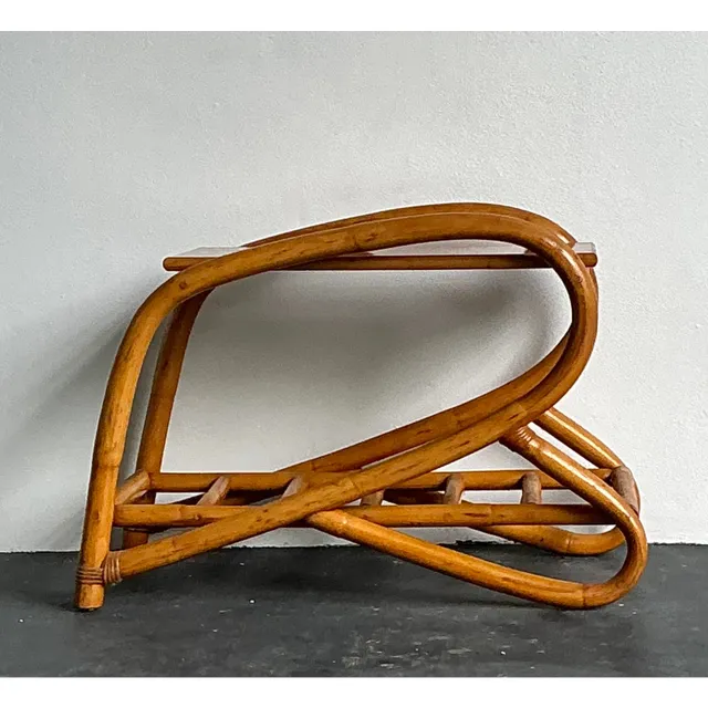 Vintage 1950s Bent Rattan Side Table — additional photo 5
