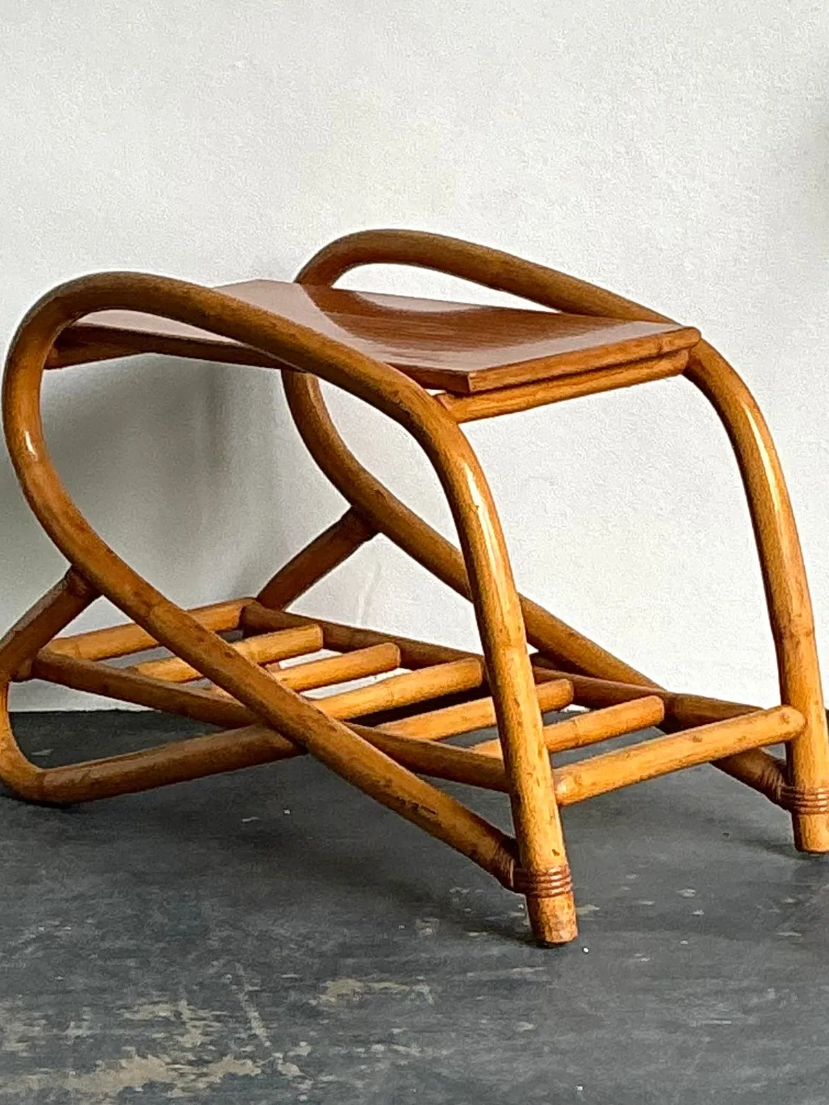 Vintage 1950s Bent Rattan Side Table — additional photo 2