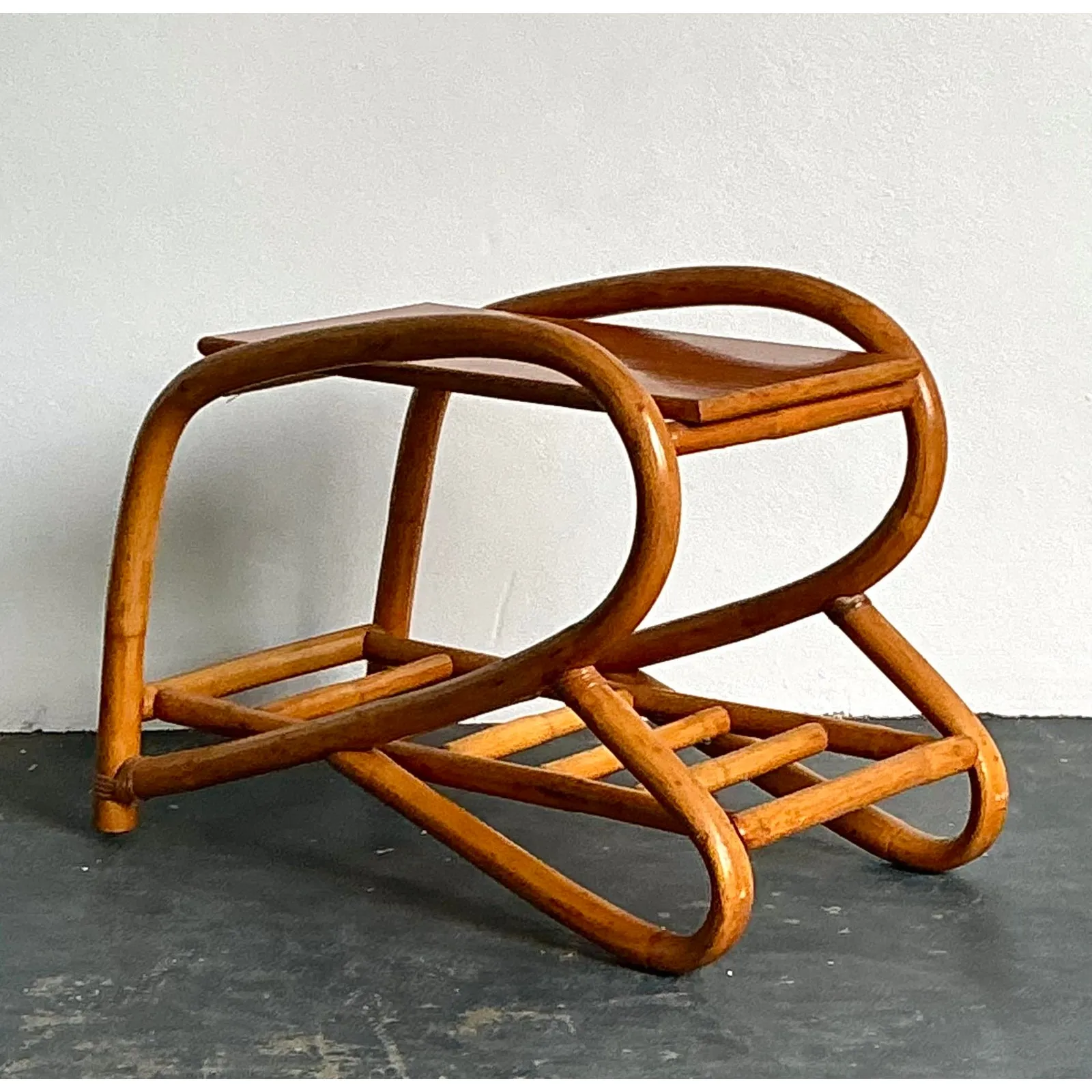 Vintage 1950s Bent Rattan Side Table
