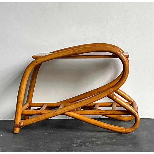 Vintage 1950s Bent Rattan Side Table — additional photo 6