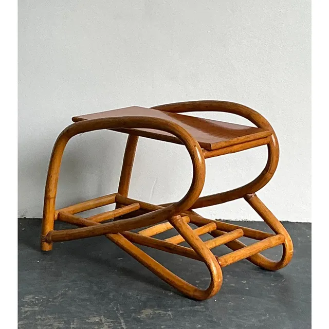 Vintage 1950s Bent Rattan Side Table — additional photo 7