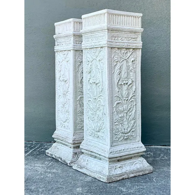 Vintage Cast Concrete Relief Pedestals - A Pair — additional photo 2