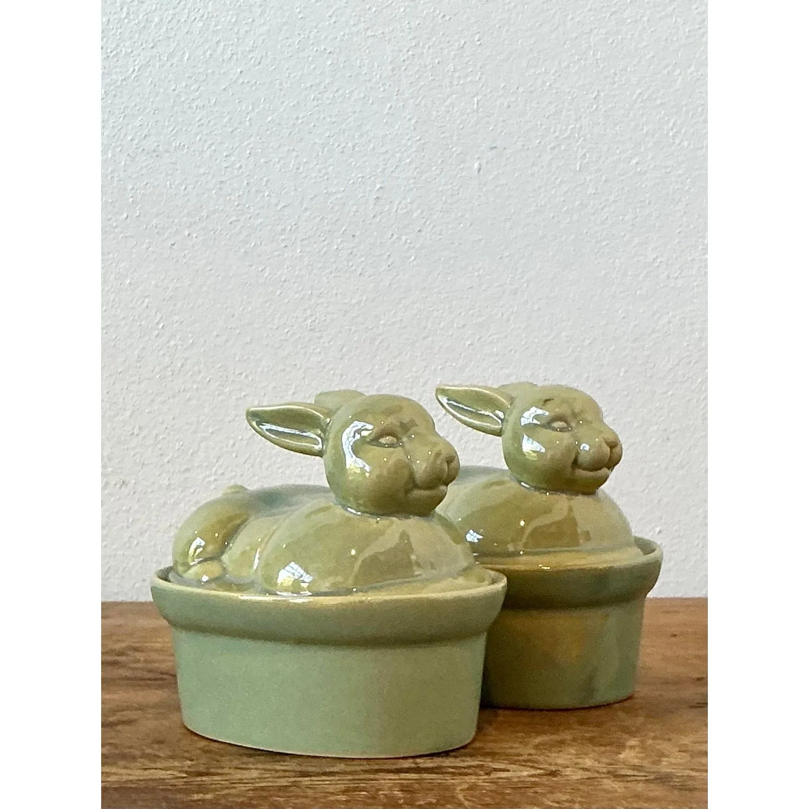 Vintage Boho Petite Bunny Lidded Casserole Dishes - A Pair — additional photo 2