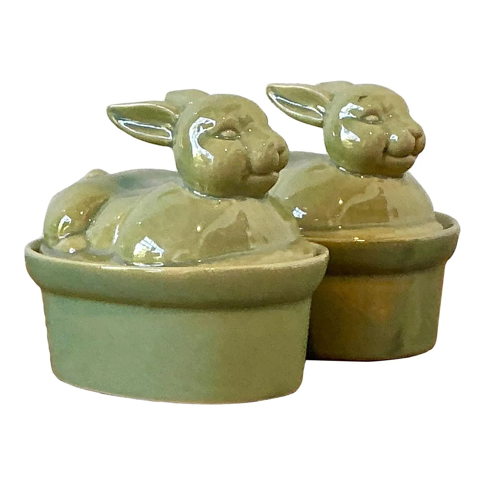 Vintage Boho Petite Bunny Lidded Casserole Dishes - A Pair — additional photo 1