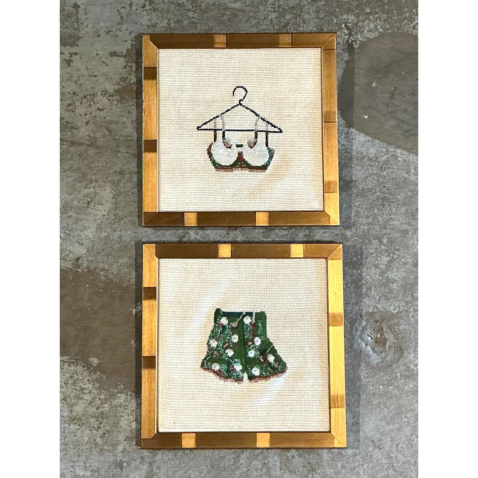 Vintage Original Needlepoint Swimsuit - Set of 2