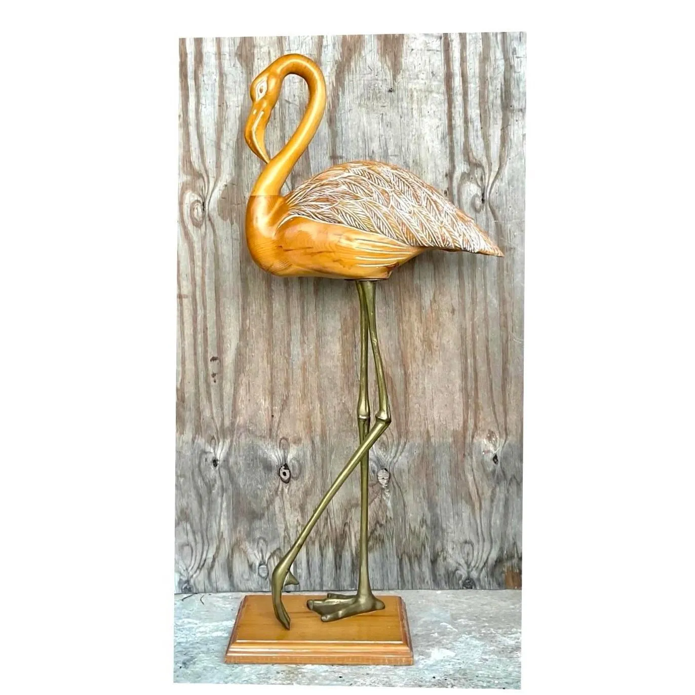Vintage Hand Carved Standing Flamingo — additional photo 5