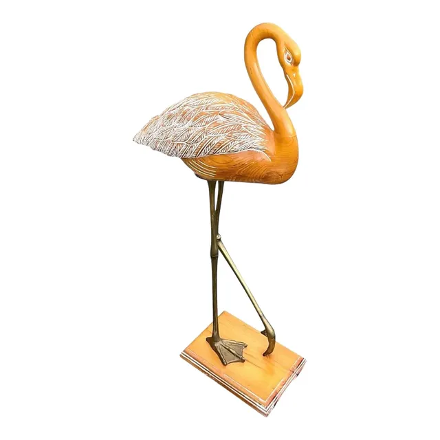 Vintage Hand Carved Standing Flamingo — additional photo 7