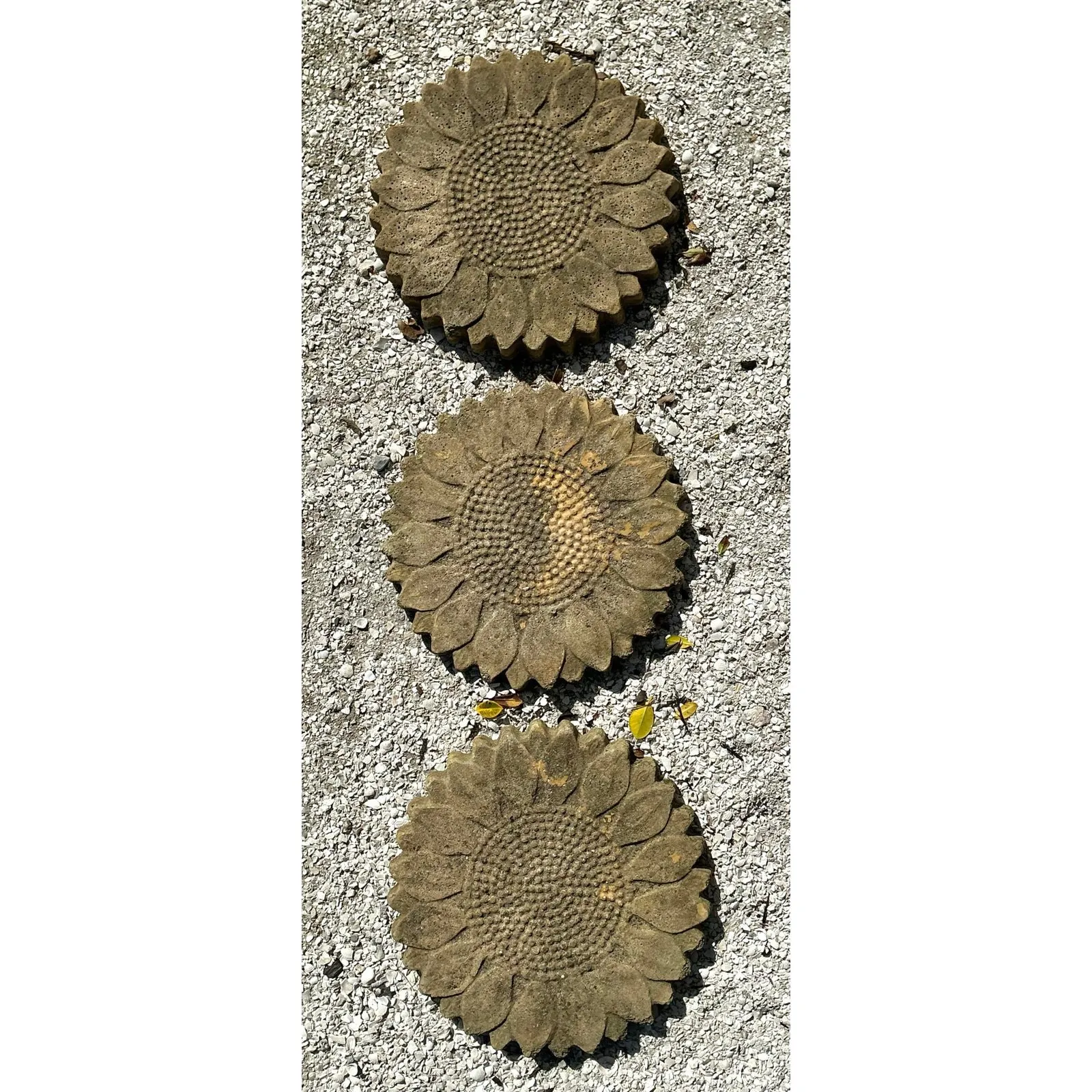 Vintage Patinated Sunflower Cast Concrete Pavers - Set of 3 — additional photo 1
