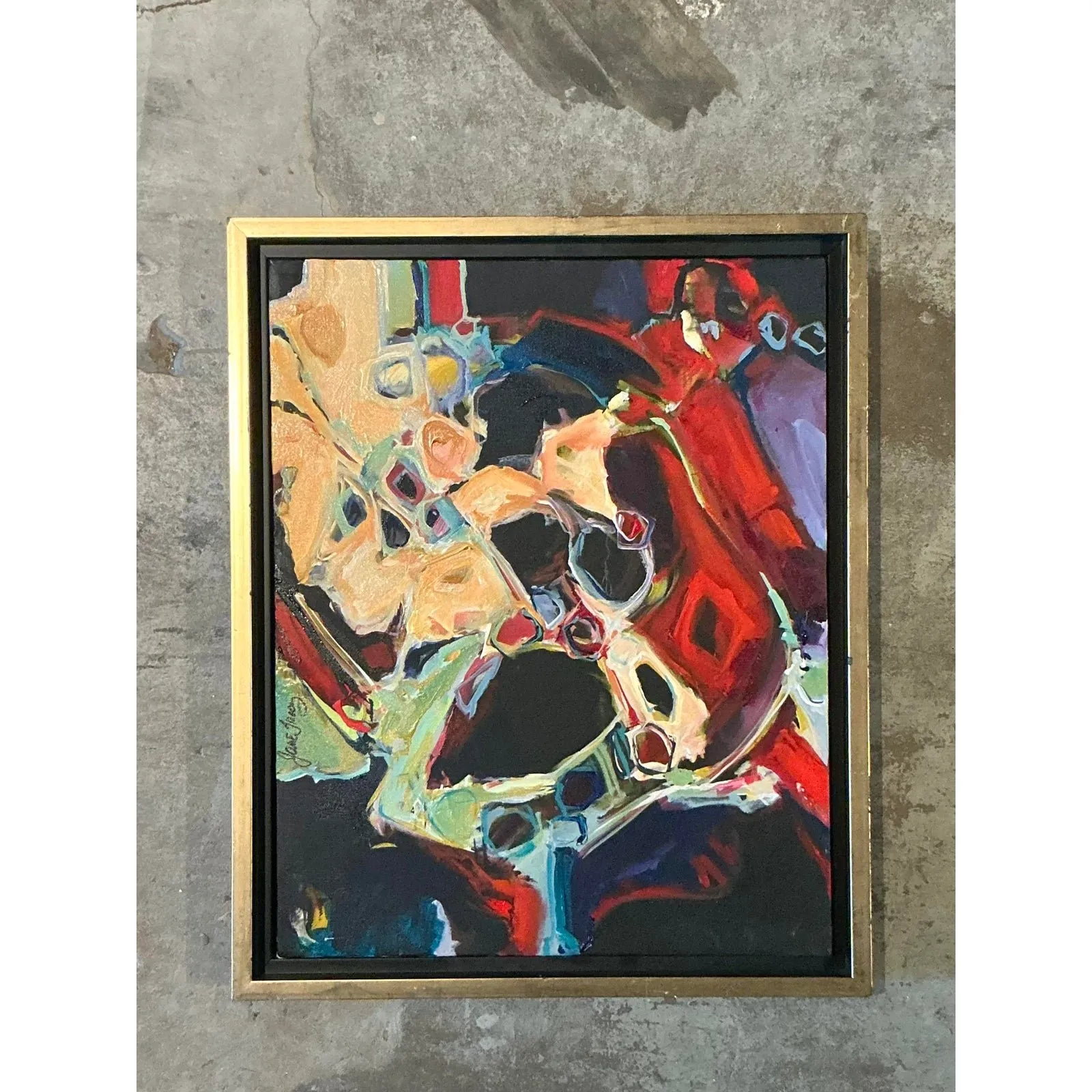 Vintage Boho Original Abstract Oil on Canvas - Canvas, 18W x 22.25H — additional photo 5