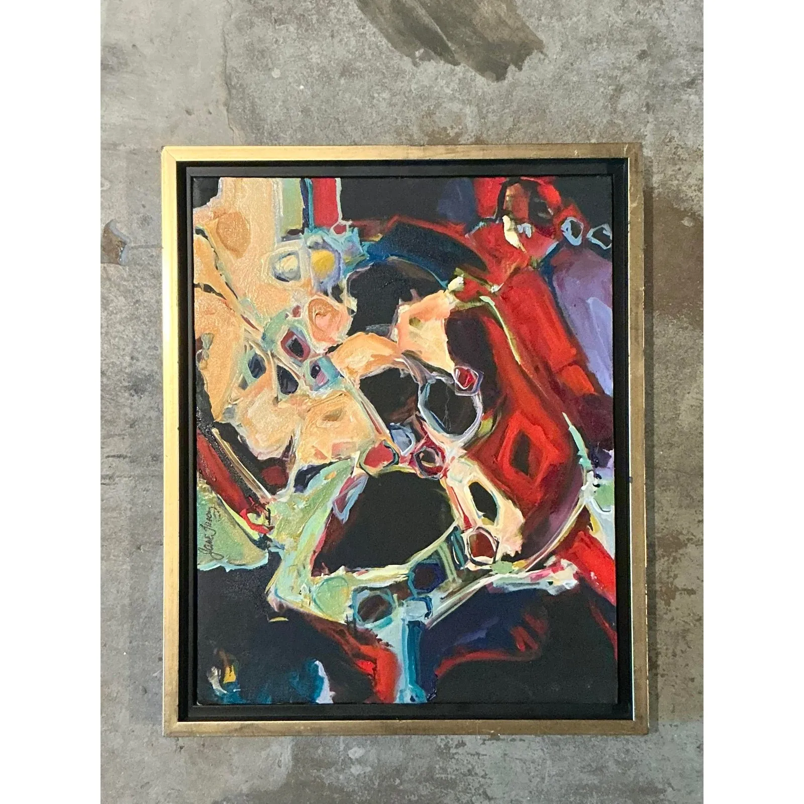 Vintage Boho Original Abstract Oil on Canvas - Canvas, 18W x 22.25H — additional photo 6