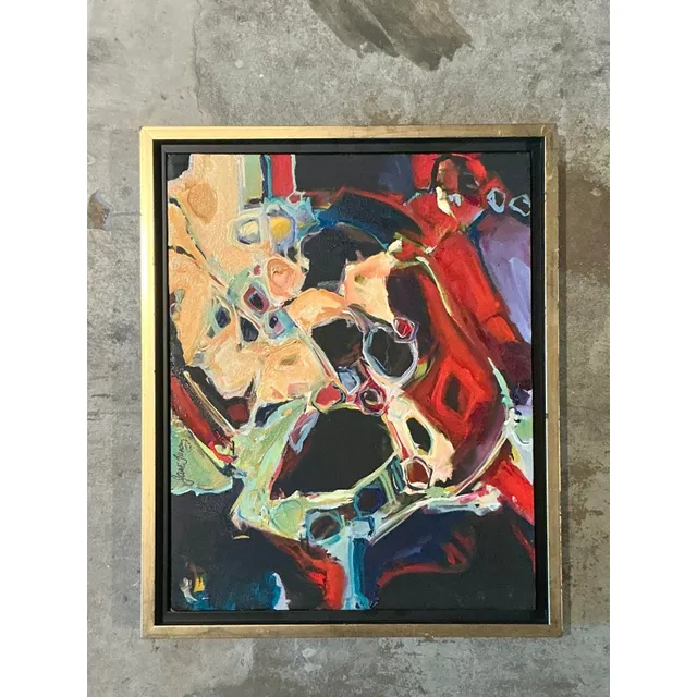 Vintage Boho Original Abstract Oil on Canvas - Canvas, 18W x 22.25H — additional photo 6